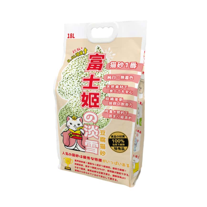 【豆腐貓砂】富士姬之淡雪 天然淨白豆乳豆腐貓砂 綠茶味 18L
