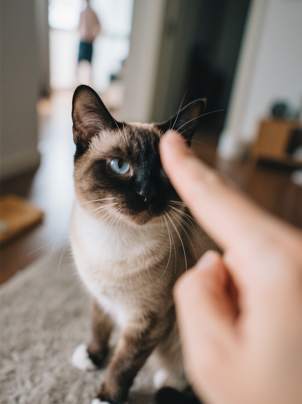 快乐的猫咪与主人